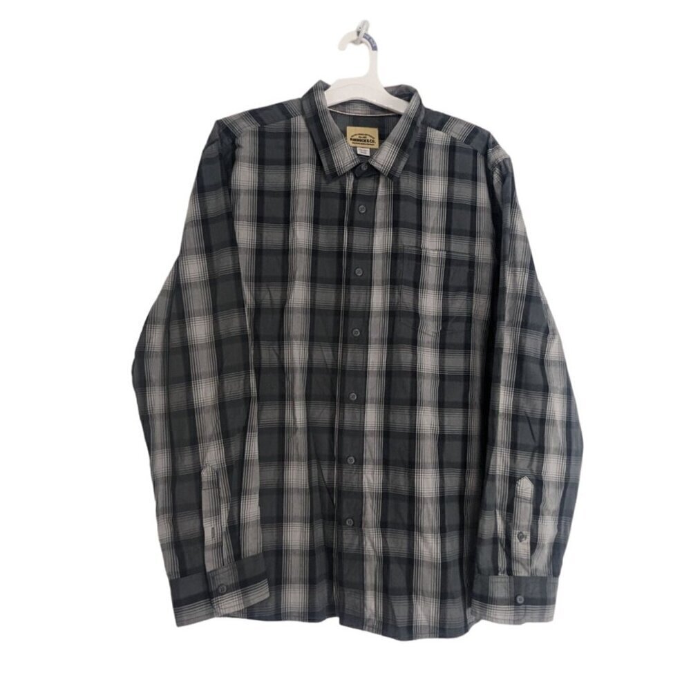 Roebuck & Co. Men's Long Sleeve Grey Flannel Button Up Shirt Size XXL